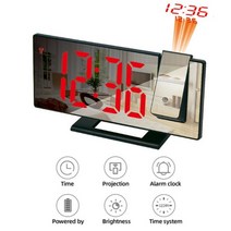 LED 디지털 프로젝션 알람 시계 FM 라디오 시간 프로젝터와 전자 침실 머리맡 음소거, Red on Black B_CHINA
