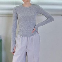 오채(5ch) 국내생산 여성 슬림핏 스판 워머 라운드티