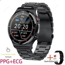 스마트 워치 심박 계 수 측정 기 2022 새로운 ECG + PPG 스마트 워치 남성 혈압 심박수 시계 IP68 방수 피, [01] Black Steel