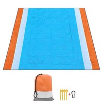 2m x 2.1m Foldable 비치 담요 Sandproof 방수 대형 모래 무료 매트 피크닉 야외 여행 캠핑 하이킹, 푸른