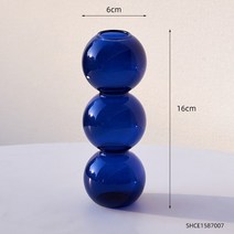북유럽 거실 장식 조각상 유리 꽃병 홈 테라리움 꽃병 식물 냄비 홈 액세서리 선물, 파란색 높이 16cm