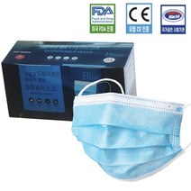 FDA 유럽CE 블루 50매 덴탈마스크 일회용 3중필터, 50개, 1개