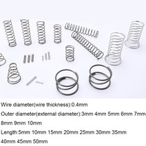 10PCS 압축 스프링 스테인레스 스틸 0.3/0.4*3 4 5 6 7 8 9 10mm * 5-50mm, [01] 0.4mm, [02] 3mm, [09] 20mm, 10개