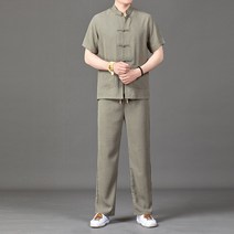 남자 여름 반팔셔츠 2022 면 린넨세트 차이나 중년 퀄리티 TZ223P100 4995756745