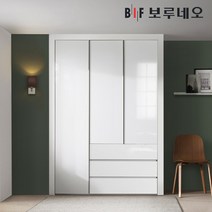 보루네오 10cm 샤인3단서랍 여닫이 작은방 붙박이장 5자 6자 7자, 그레이 10cm