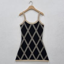 뜨개진 여성용 체크 뷔스티에 니트 미스틱 원피스