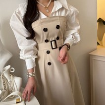 리본마켓 / 버긴 더블 트렌치 롱원피스&벨트 SET