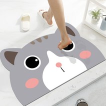 폴라도레 소프트 규조토 발매트 욕실 주방 매트 화장실 부엌 러그 발판, 23-호기심냥이[45x65cm]