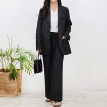 여성 세미 정장세트 린넨자켓 긴바지 세트 여지 자켓 마이 슬랙스