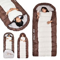 스타일닥터 침낭 캠핑 침낭 사계절 침낭 손을 뻗을 수 있는 아웃도어 침낭, 3200g, 화이트&브라운