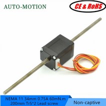 NEMA 11 캡 티브 스테퍼 모터 200mm Tr5 2 리드 스크류 NEMA11 선형 모터 34mm 0.75A 60mN.m, 03 28HS34-200T52