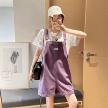 여성 와이드 팬츠 멜빵 팬츠 루즈핏
