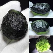 천연석 운석 블랙 녹색 몰다바이트 체코 운석 충격 유리 거친 돌 크리스탈 인테리어소품, 20-22g