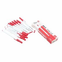 RT 아모스 필기용 스틱 뚜겅 볼펜 레드 1.0mm 12P 세트, 단품