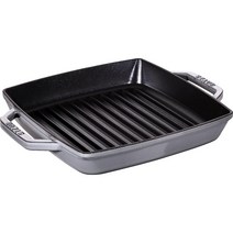 Staub 스타우브 퓨어그릴 라운드 그레이 인덕션 앙수 주물 그릴 팬, 23cm + 정사각형