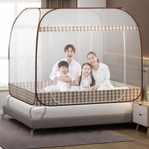 모기장텐트 범퍼침대 캠핑 사각 캐노피 바닥있는, 브라운