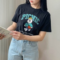 험블스튜디오 눈멍베어 프린팅 오버핏 기본 반팔티셔츠