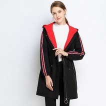 라게타 레드 포인트 여성 후드 미디코트 점퍼 원피스