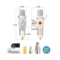 MEANLIN MEASURE 에어컴프레셔호스 에어 컴프레서 수분 필터 AW3000 라인 공구 스프레이 페인트 건용 150PSI 게이지 밸브 차단 스위치 38 NPT 흡입구, 3/8