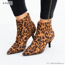 여성 가을 겨울 구두 1239# 뱀피 무늬 스틸레토 가죽 부츠 레오퍼드 사이드 지퍼 패션 뉴타임즈 Z