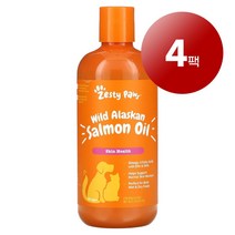 리암마켓 Zesty Paws 제스티 포우즈 강아지 고양이용 면역 건강한 피부 털 관리 보충제 천연 성분 오메가 연어 오일 473ml 1팩, 4팩