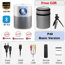 프로젝터 ZDSSY-P40 1080P 네이티브 프로젝터 풀 HD LED 4K 비디오 블루투스 미니 비머 5000 루멘 안드로, 01 Basic Version_03 AU 플러그