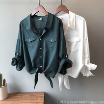 라오농 여성 여름 앞묶음 바스락 셔츠 세련된 심플 블라우스 +KIR06X