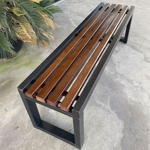 원목 평벤치 카페 정원 공원 의자 야외 벤치 의자, 150x40x45 블랙 프레임 호두 색상