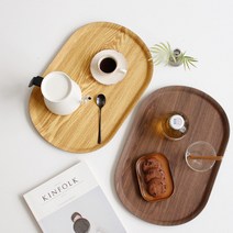 cocooning 논슬립 코팅 멜라민 우드 트레이 2color, 월넛