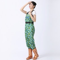 가슴장화 여성 허벅지 장화 갯벌체험 옷 허리 웨이더 갯바위 전신 바지, 스탠다드 38, 여성 그린나이트 멜빵 고정형