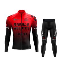 HUUB-팀 사이클링 저지 세트 남자 가을 MTB 레이스 의류 긴 야외 승마 자전거 유니폼, [18] 18