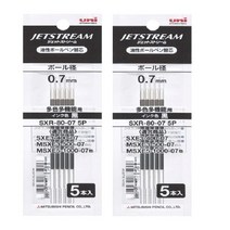유니 제트스트림 다색/멀티펜 리필심 5개입 2세트 SXR-80-38 SXR-80-05 SXR-80-07 5P, SXR-80-07 5P 흑색5개입 x 2세트