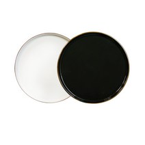 애슐리 골드라인 접시 대 26cm 2P 원형 플레이트, 블랙