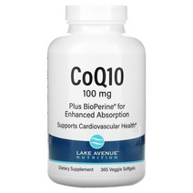 Lake Avenue Nutrition CoQ10 Bioperine 함유 100mg 베지 소프트젤 365정, 365 개