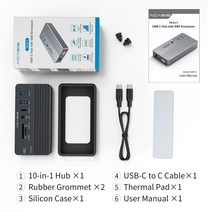Acasis-USB 3.1 허브 10 포트 c형 도킹 스테이션 RJ45 HDMI 호환 TF/SD 카드 (M.2 NVME/SATA SSD 인클로저, CHINA_Black