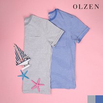 올젠 올젠 에어서커 스트라이프 반팔 티셔츠(ZOA2TR1313)