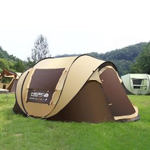 헐크 원터치 텐트 자동 팝업 빅 5-6인용 그늘막 캠핑, 브라운