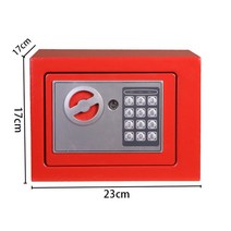 미니 금고 디지털 금고 미니 강철 금고 돈 은행 소형 가정용 암호 키 안전 보안 상자 현금 보석 문서 유지, 04 Red