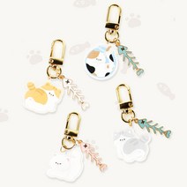 나인어클락 고양이 버즈 에어팟 라이브 키링 냥이 키링 차량용 키홀더, 삼색냥