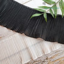 레이스천 쉬폰 프릴 주름 레이스 115mm 끝단 밑단리폼레이스 길이연장 의류리폼 수선, 블 랙, 1개