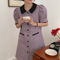 잇츠스타일 여성 큐티 자켓형 반팔 퍼프 캐주얼 데일리 심플 미니원피스
