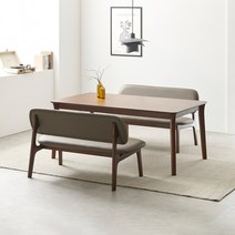 라로퍼니처 레스트 1400 고무나무 원목 낮은 패밀리 식탁 세트, 식탁+벤치2