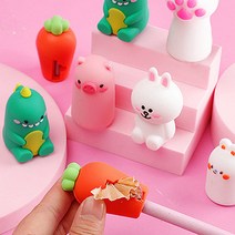 디엠몰 휴대용 미니 연필깎이 캐릭터 실리콘 연필깎이 학용품, 1P, 귀욤토끼