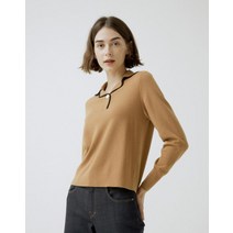 21FW 카멜 라인배색 울혼방 긴팔카라니트 HSSW1D703CM