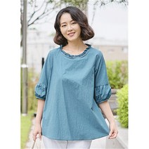 [조이마담] T50985 비즈 프릴 아이스 블라우스 엄마옷