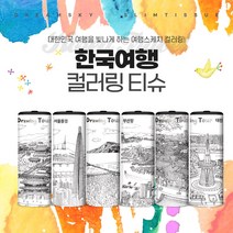 슬림티슈 6P 한국여행 컬러링티슈 휴대용티슈 프리미엄 차량용 티슈