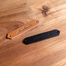 천연가죽 핸드메이드 육각형 라벨 55 x 10 mm 5개입 이태리 베지터블 통가죽, 블랙 5개입