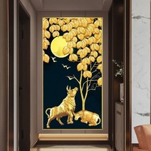 금전수 황금소 재물운 좋아지는 풍수 DIY 보석십자수 벽장식, 80X150CM