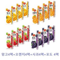 델몬트 드링크 190ml 망고+오렌지+사과+포도 4팩*4가지맛 16개