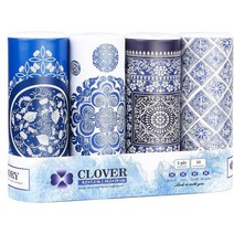 카 라운드 캔 티슈 박스 퍼펙트 핏 컵 홀더 안면 티슈 실린더 튜브 페이스 타월 여행용 티슈 벌크 핏 카용 캐니스터 3겹 카 냅킨 4개、홈 、 오피스 、학교 by CLUVER, Blue